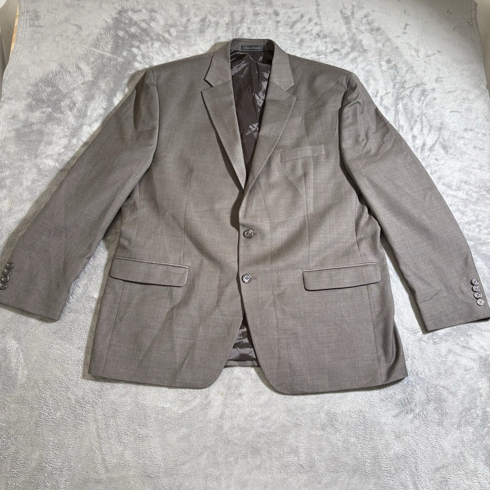 Chaps Men's Sport Coat Blazer Two Button Gray/Beige Wool Blend Size 46R